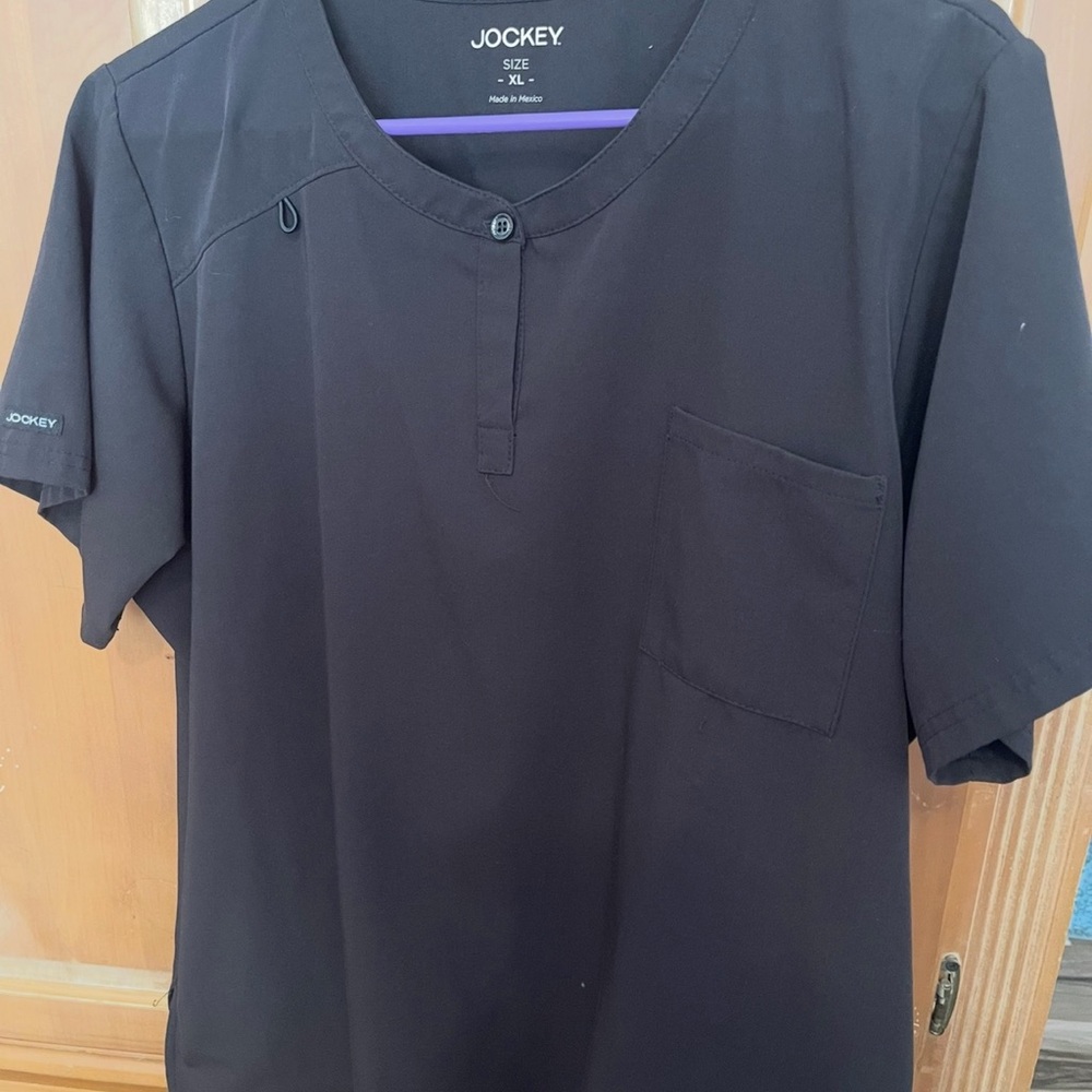 Jockey Women’s Scrub Set Black Henley Pocket Shirt and Pants